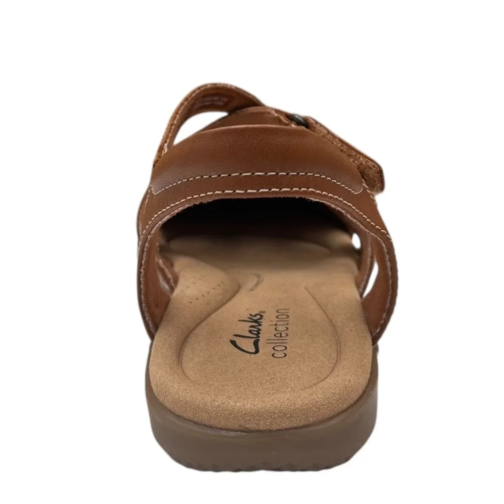 Clarks Elizabelle Sea Womens Leather Fisherman Sandals Size 8.5 Brown Adjustable